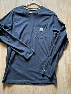 Carhartt Force Relaxed Fit Long Sleeve Pocket Tee Black Size M Workwear